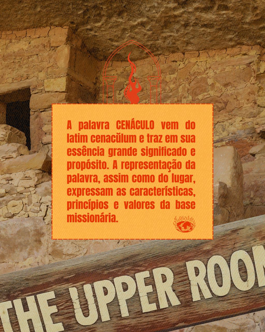 Arte oficial explicando a palavra Cenaculum e seu propósito